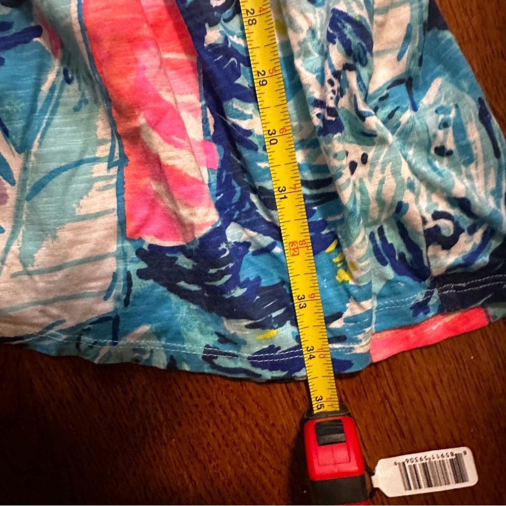 LILLY PULITZER Tideline Mini Dress Sz S Sparking Blue Vacation Drop Waist Tropic - Picture 10 of 10